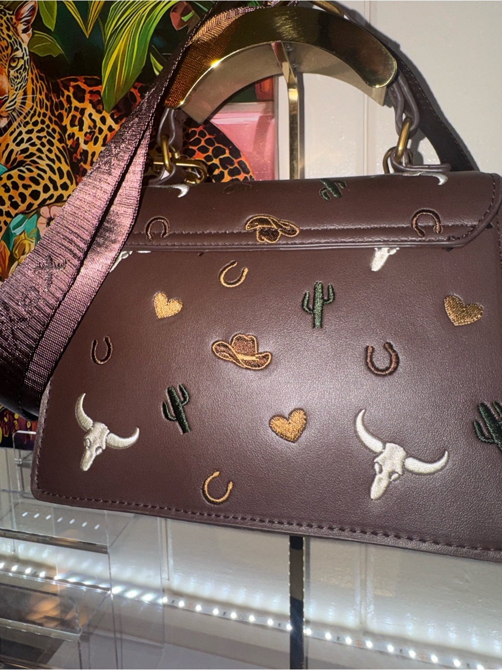 Betsy Johnson RODEO Ready Embellished Top-Handle Crossbody with Horseshoe Charm - Picture 4 of 5